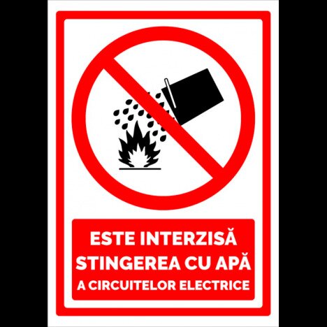 Semn este interzisa stingerea cu apa a circuitelor electrice